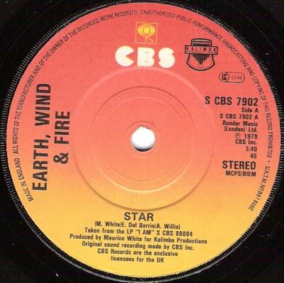 7inch Record EARTH, WIND & FIRE - Star SCBS7902 CBS 1979 UK Soul/Funk Used