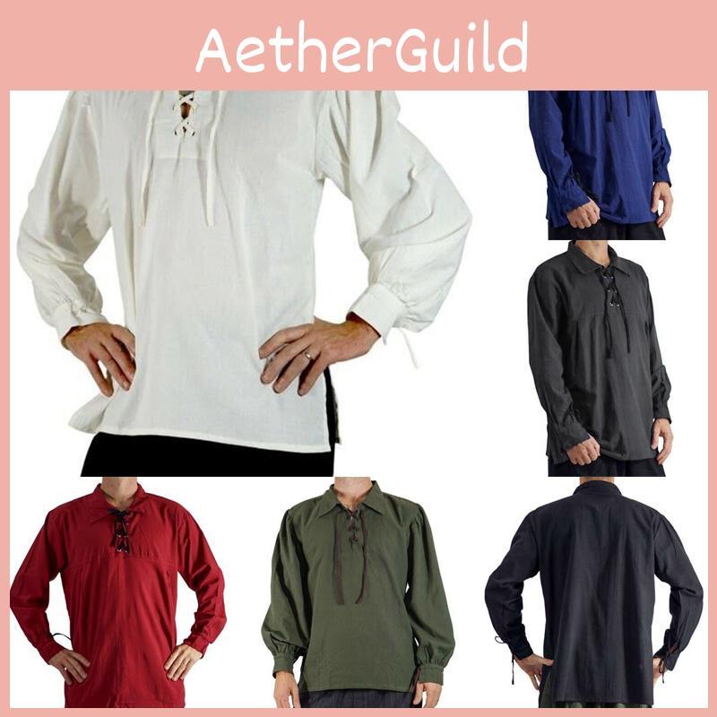 Soft And Comfortable Medieval Style Pirate Shirt For Men With Wide Cuff Sleeves