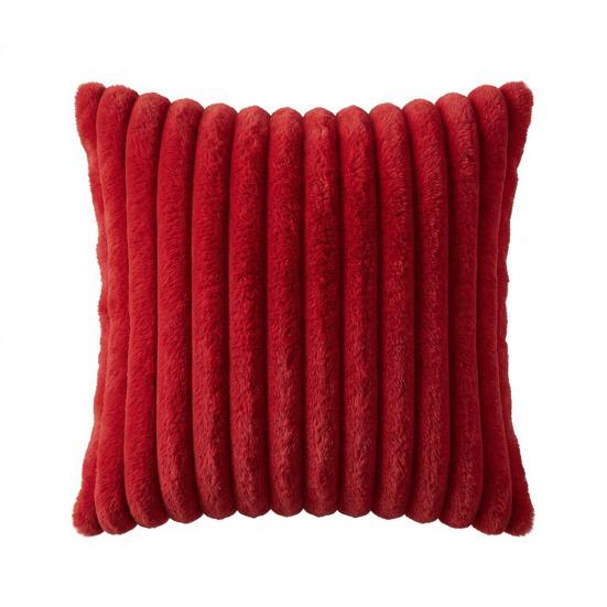 Imitation Rabbit Fur Pillowcase, Soft Plush Vertical Strip Design Throw Pillow Case, Decorative Cushion Cover for Sofa Bed Chair