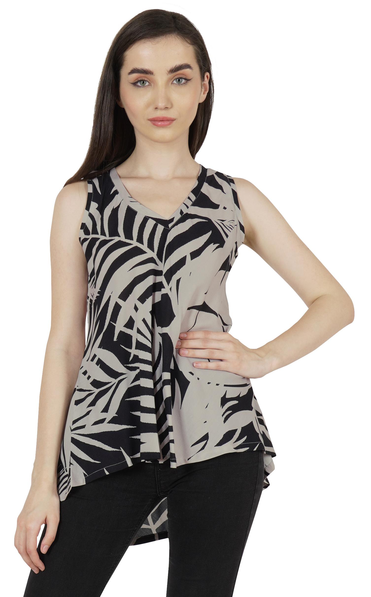 

Inkmeso Printed Sleeveless Summer Basic Top For Women s High- Low Hem Comfy Tee Long XXL білий
