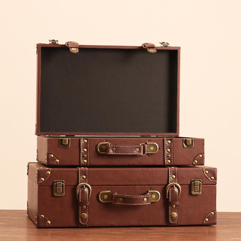 Vintage Republic of China Handheld Leather Document Box for Home & Photography Display