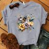 Fashion Flower Bee Print T-Shirt Girl T Shirt Soft Print Top Unisex Tee Clothing Casual O-Neck Short Sleeve