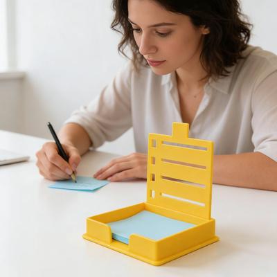 Notizhalter für Schreibtisch Kunststoff-Notizbox mit 5 Vorlagen und Klemme
