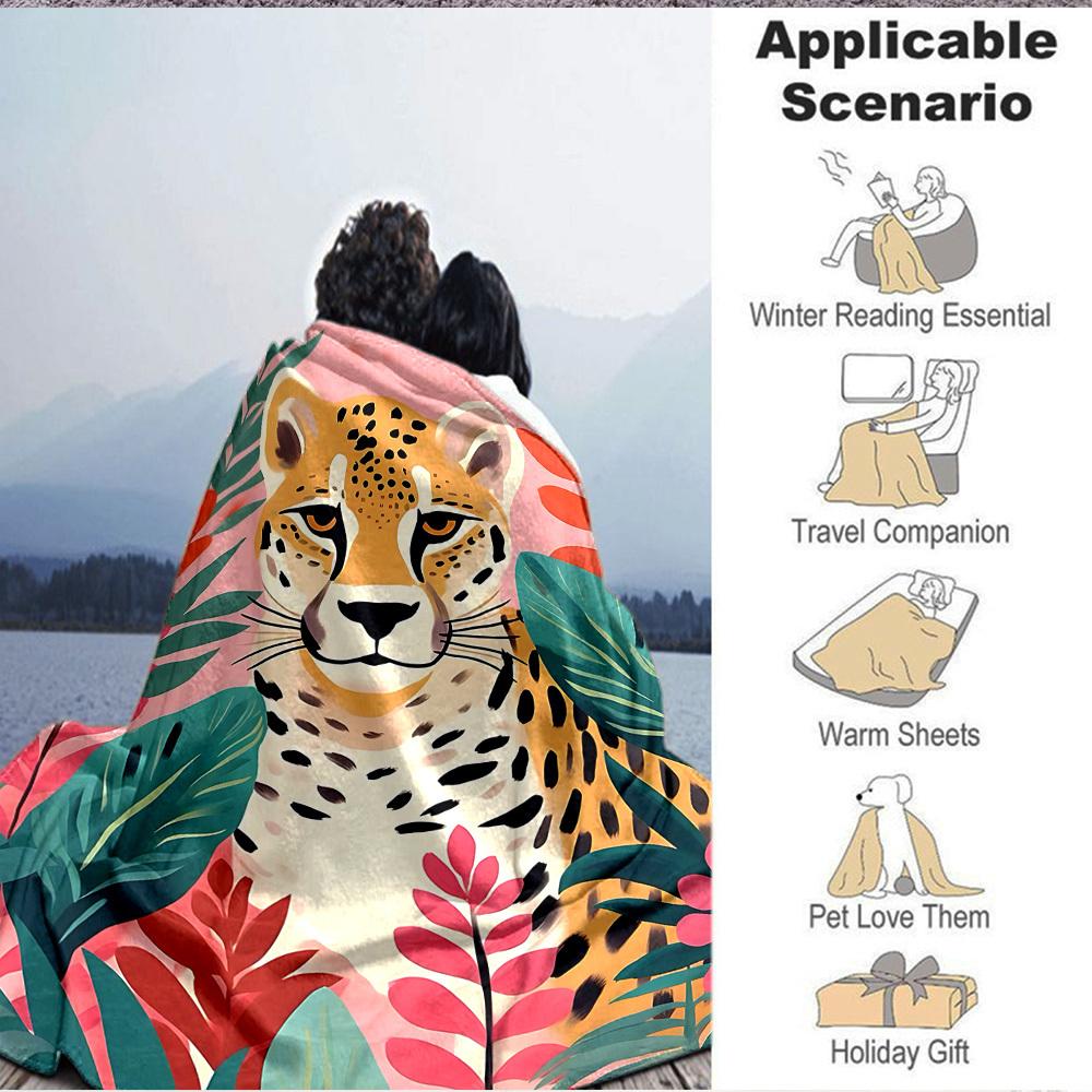 1pc Cheetah Print Blanket - Perfect Gift for Birthdays, Christmas & Halloween- Soft, Warm & Versatile yy250909152