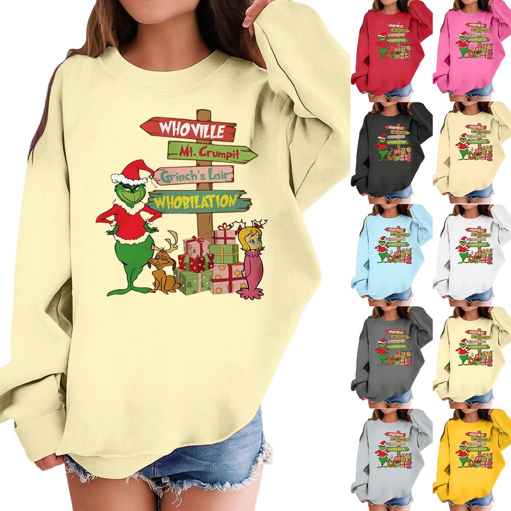 Children's Fashionable Casual Long-sleeved Loose Christmas Print Pullover Hooded Sweatshirt