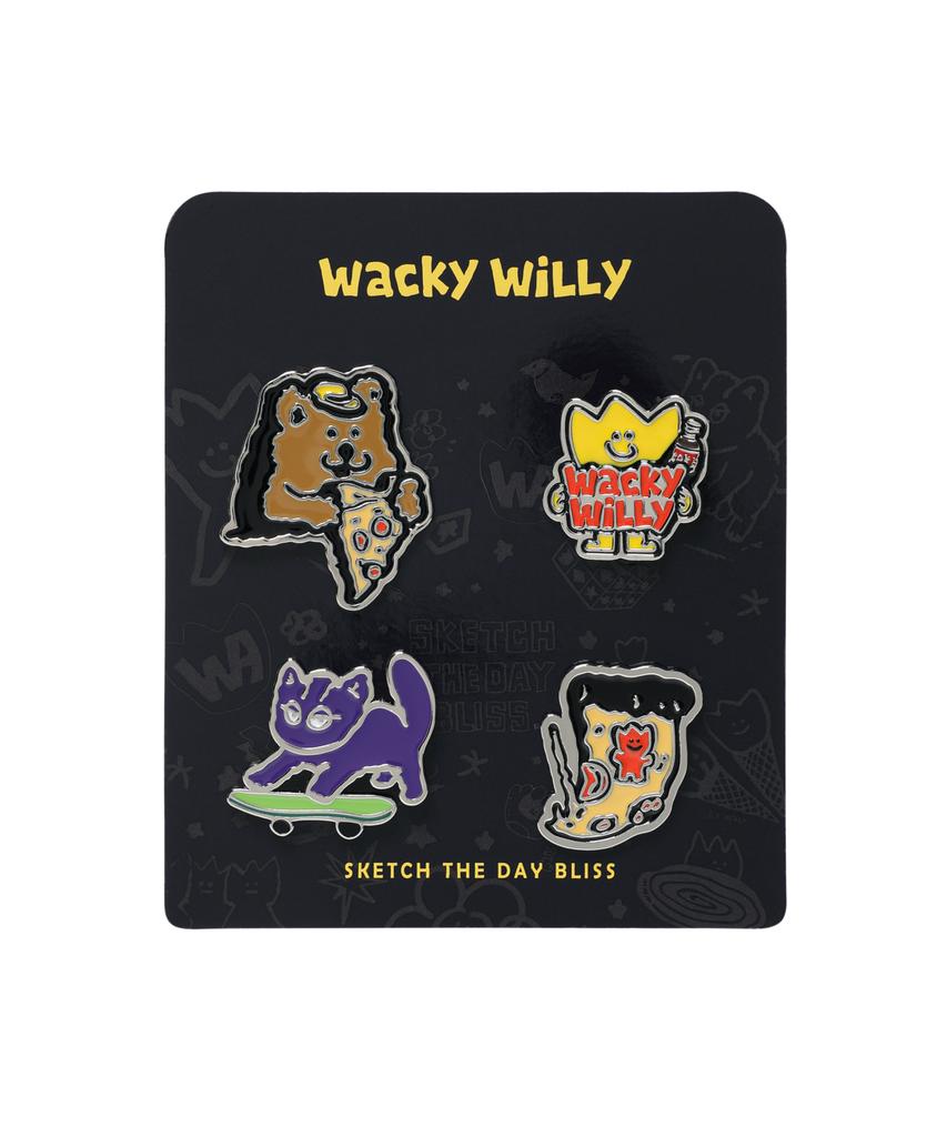 Wacky Willy Metal Badge Set (4 Set)