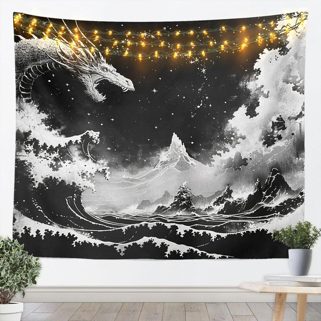 Cherry Blossom Tapestry Japanese Style Wall Art for Living Room Bedroom Chinese Ink Painting Wall Hanging Blanket Plum Blossom