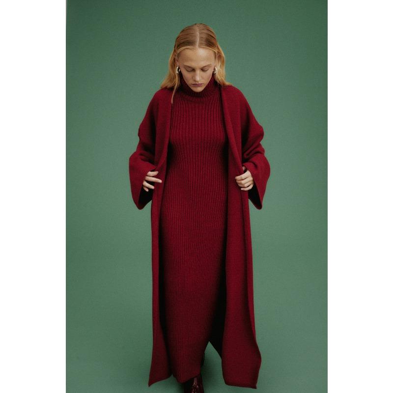 

2025 Осень и Зима Новая Водолазка Облегающий Внутри Длинная Юбка Кардиган Халат Куртка Комплект Свитера Женский XXL