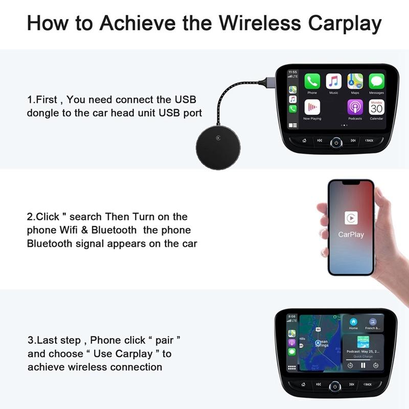 A16P-Wireless Carplay Adapter Carplay Wireless Adapter Convert Wired To Wireless 2024 Upgrade Plug & Play