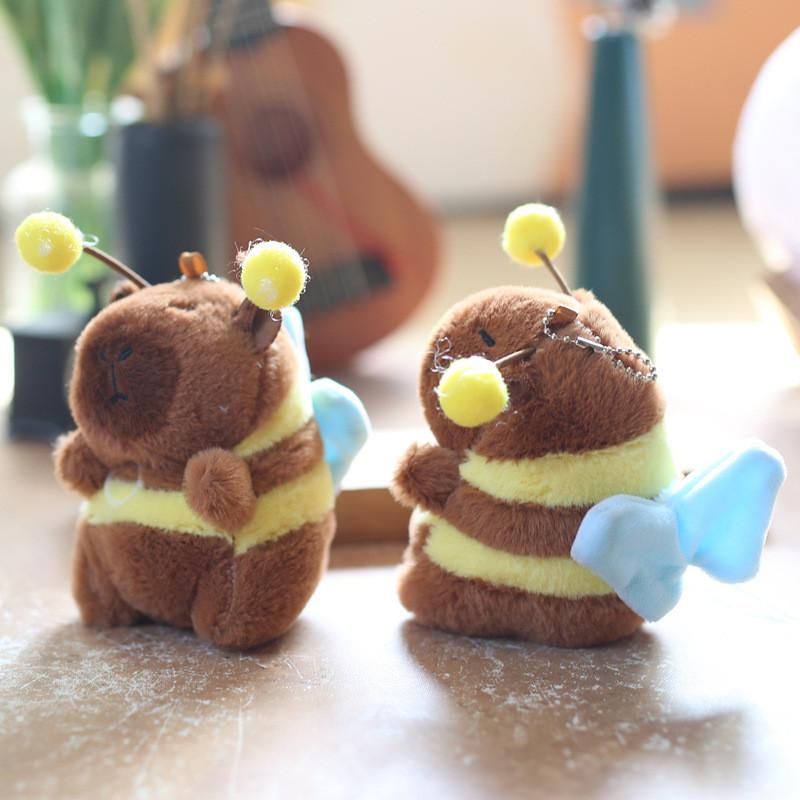 Plush Capybara Bee Keychain With Vibrating Wings Super Soft Backpack Decor
