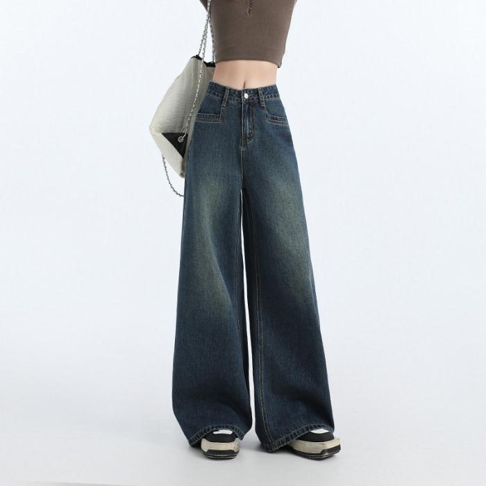 Gedijie Spring Wide Leg Trumpet Jeans for Women