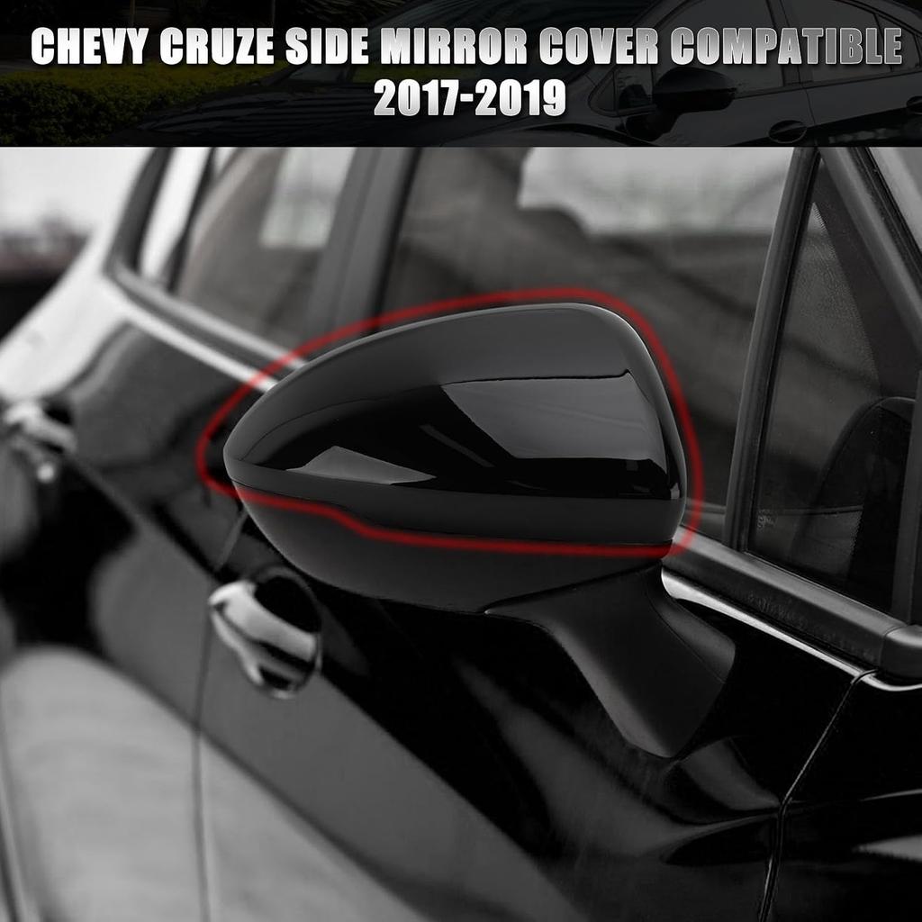 Right Passenger Side Mirror Cover Caps Compatible with Chevrolet Chevy Cruze 2017 2018 2019 Replacement Rear view Mirrors Trim (Black)