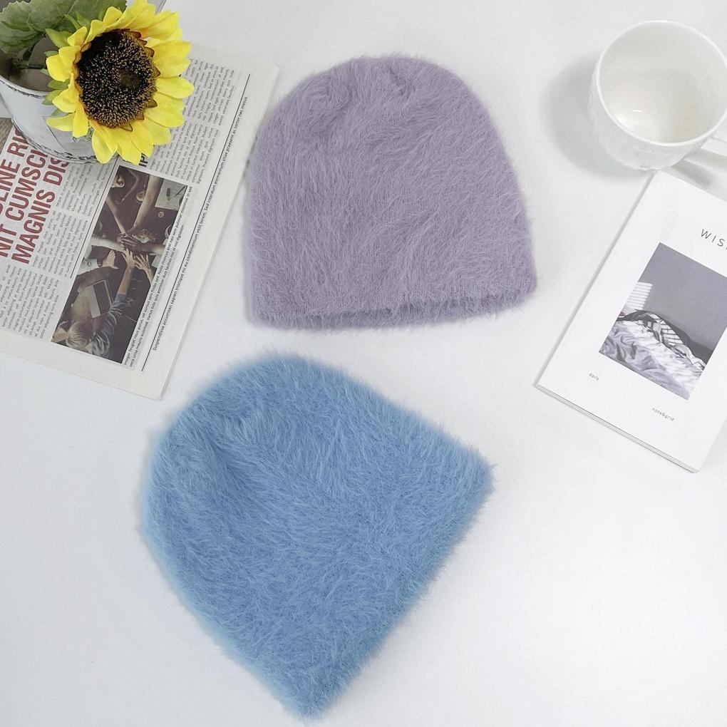 Women's and Men's Couple Daily Knit Fur Short Beanie Hat
