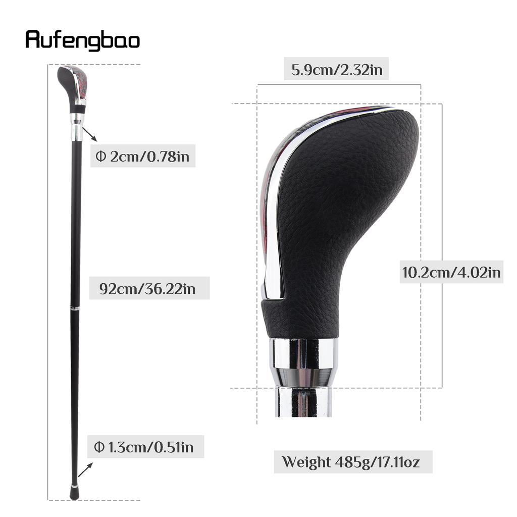 Black Leather Red Dot Silver Walking Cane Fashion Decorative Walking Stick Gentleman Elegant Cosplay Cane Crosier 92cm