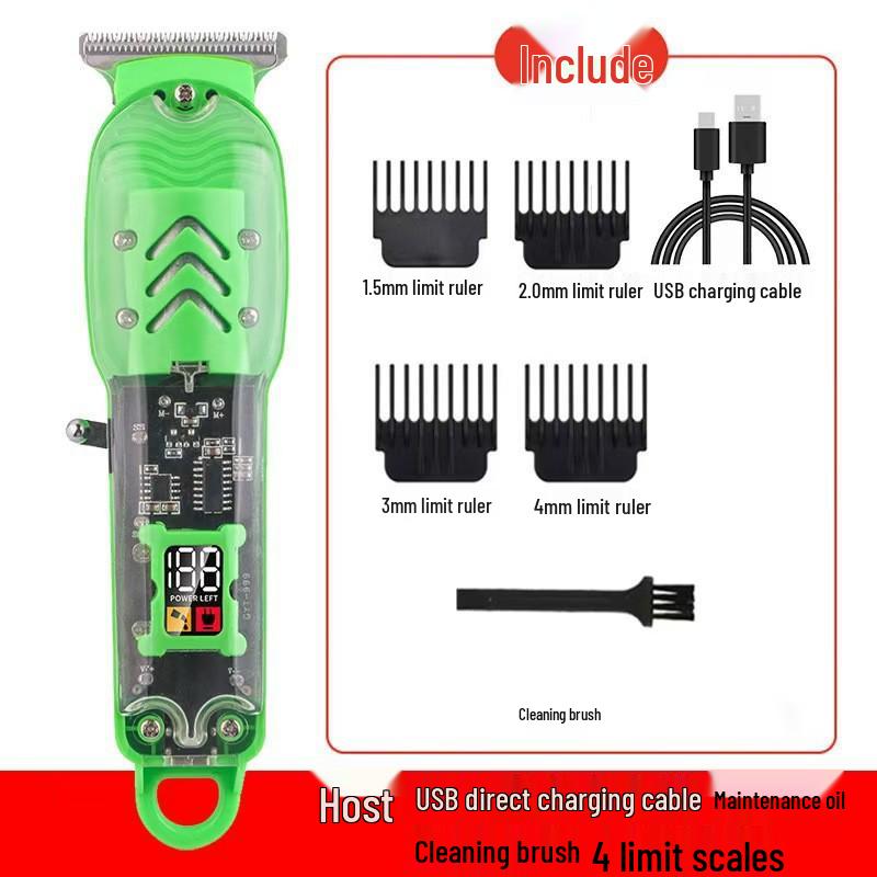 Professional Electric Hair Clipper for Barbers & Home: Precision Carving, Slicked Back Styles, Bald Head Trim.