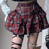 Czerwona plisowana spódnica w kratę kobiety Harajuku Gothic Y2k krótka spódniczka Streetwear Vintage Punk kobiece stroje moda Mini spódniczka