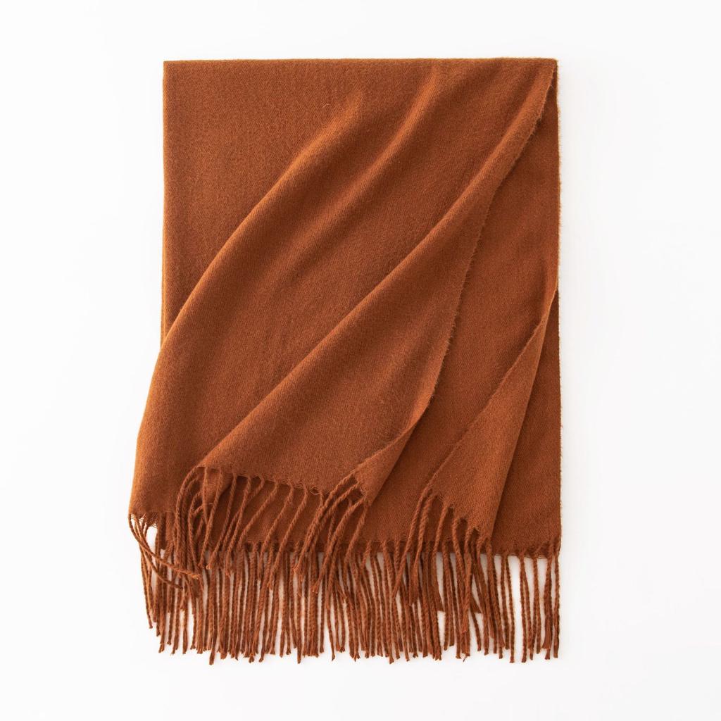 Cashmere Feel Solid Color Women's Imitation Cashmere Scarf Spring Atmosphere Korean Style Versatile Mid Length Shawl Scarf