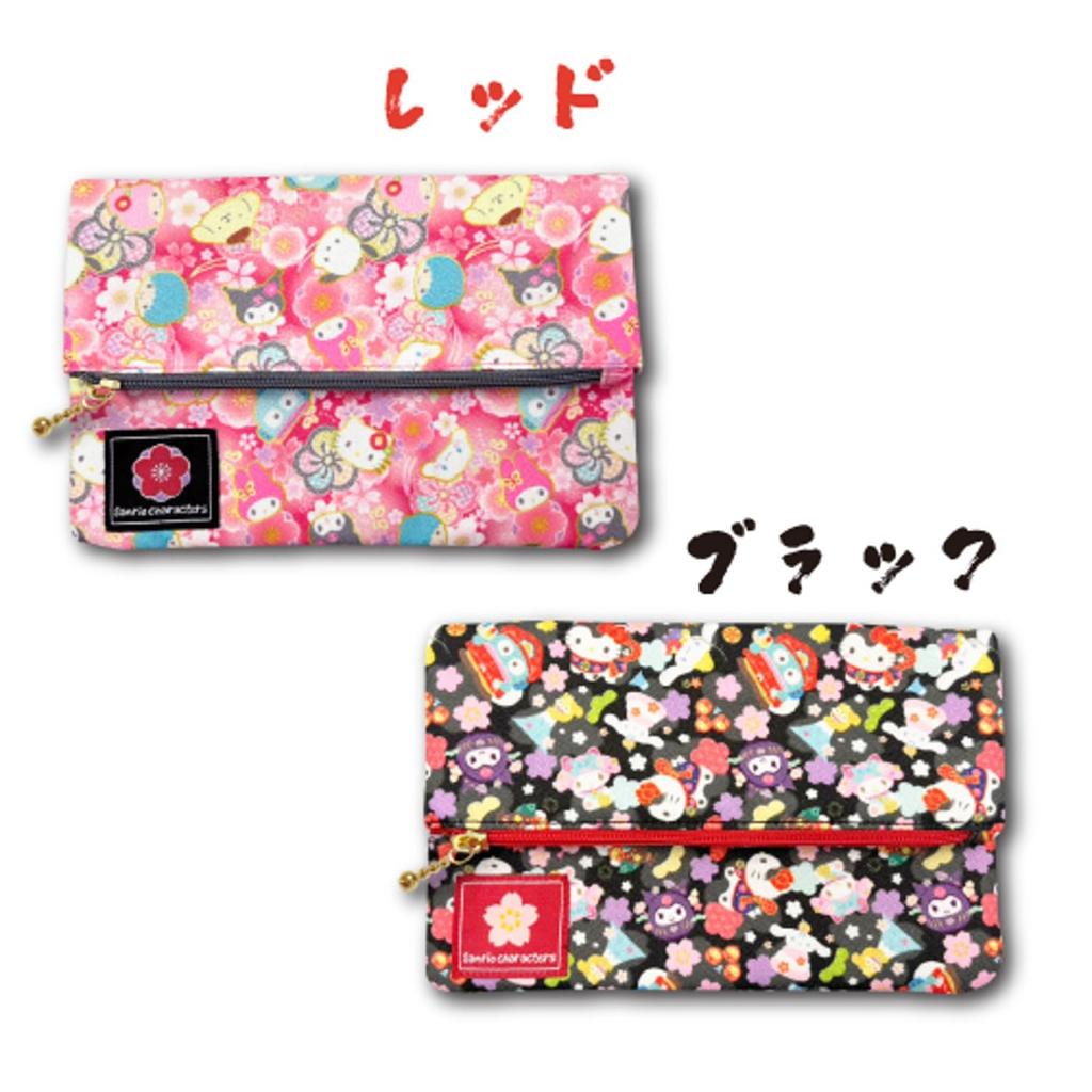 Hatayama Shoji Free Japanese Sanrio H13 X 33201927 Pouch, Pattern, Characters, Black, Approx. W20cm,