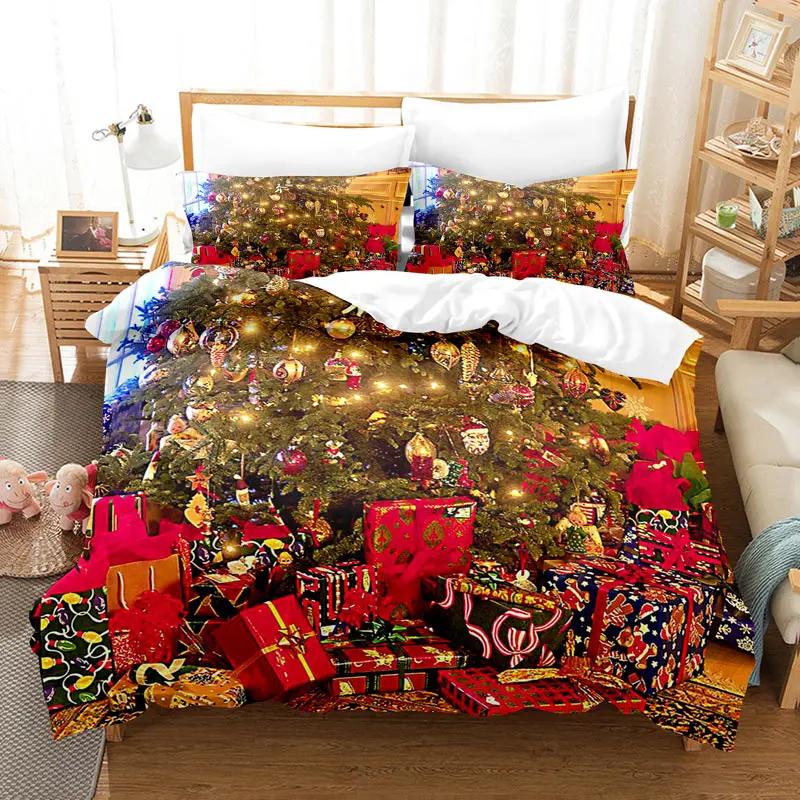 

3D Christmas Print Bedding Set New Year Gift Comfortable Bed Linen Set Twin Queen King Double Full Size 3Pcs Bedroom Decor EU Single(135*200cm)3pcs