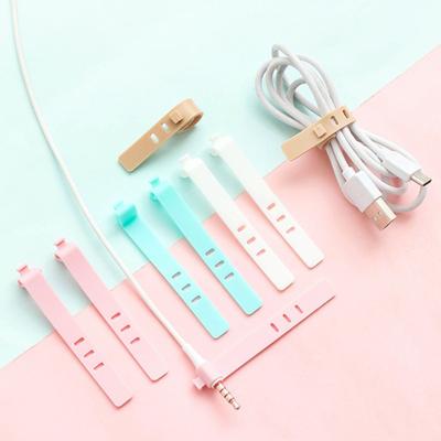 4 Pcs Silicone Strap Anti-lost Earphone Storage Soft Tape Reusable Self-locking Data Cable Tie