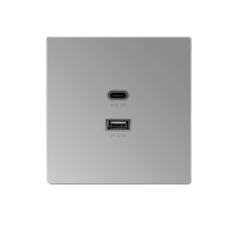 Universal 2 Port 30W 65W Type-c Super Fast Charging Wall Socket, White/gold/gray/black Uk 2.4A Usb C Plug Adapter 220V Outlet