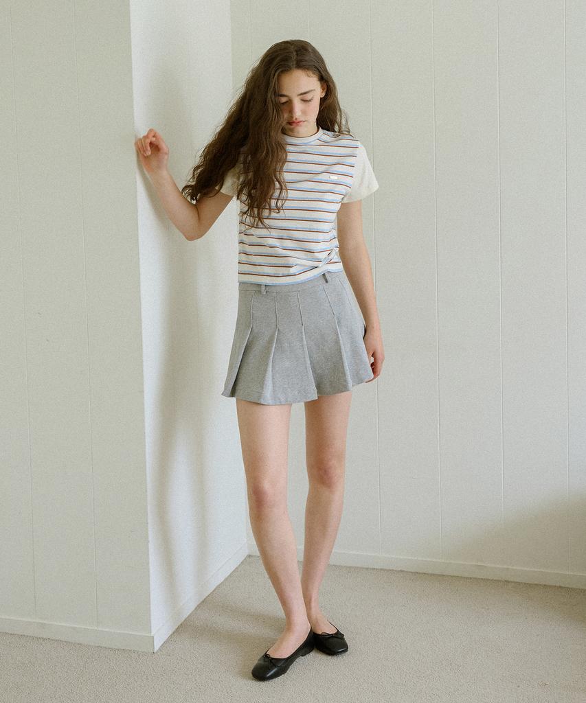 Letter From Moon Miyu Pleated Mini Skirt (Gray)