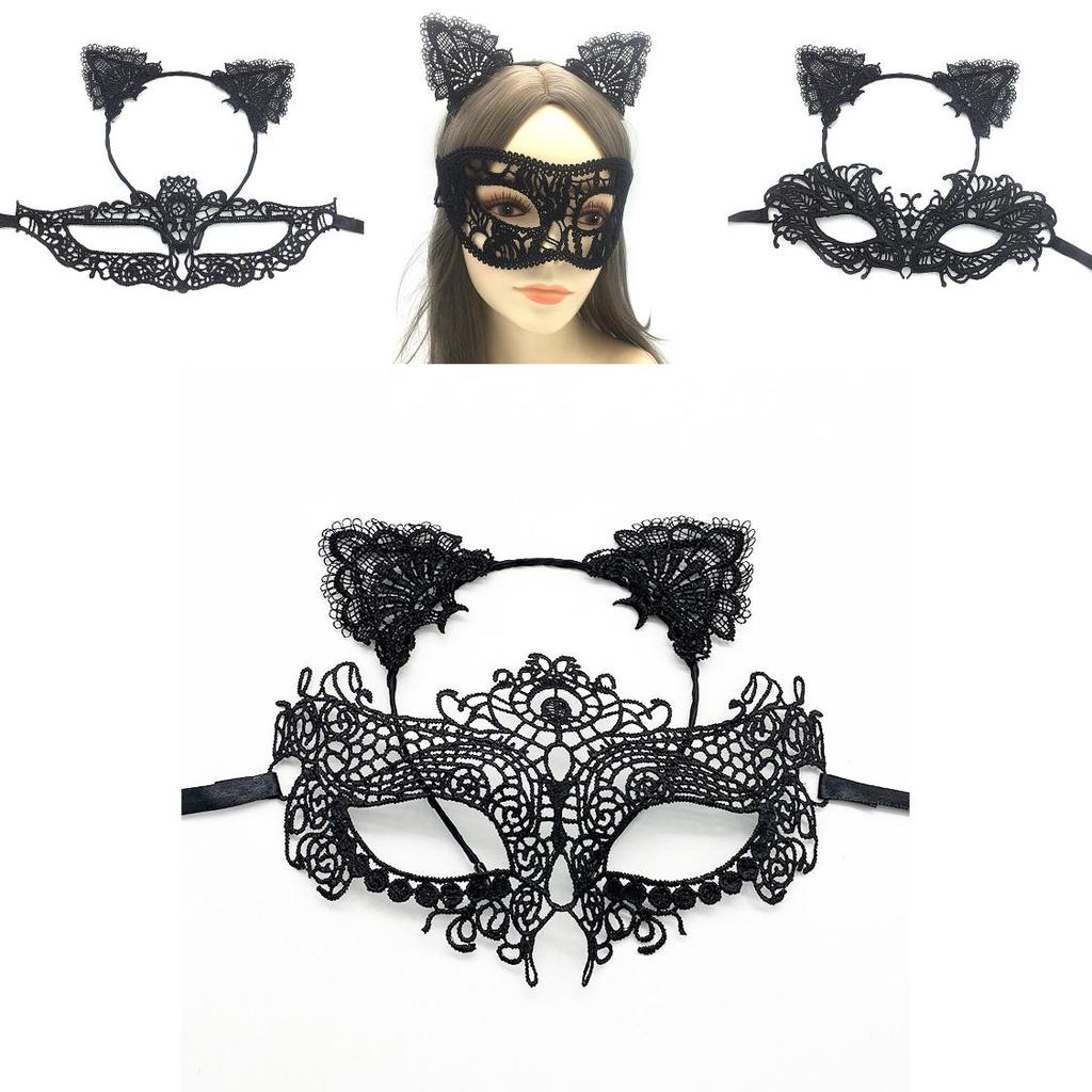 Kostüm-Stirnbandmaske mit schwarzem Spitzenmaterial für Halloween-Partys und Cosplay-Veranstaltungen