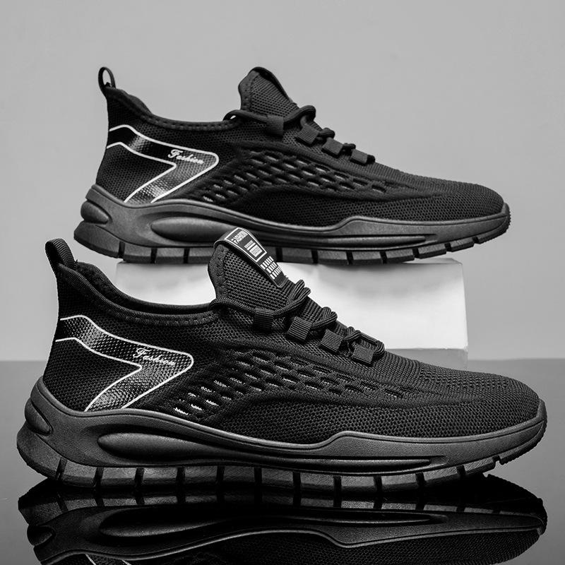 2025 Spring Men's Shoes New Mesh Fashionable Comfortable and Convenient One-pedal Leisure Sports Youth Lace-up Trendy Shoes