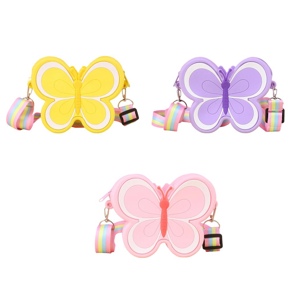 Silicone Mini Coin Purses Kids Girls Shoulder Bag Handbags Lovely Cartoon Crossbody Purses with Adjustable Strap Gift