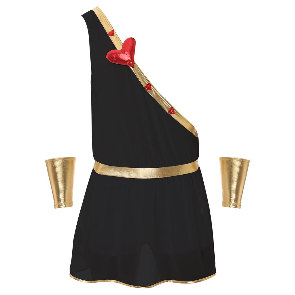 Mens Heart One Shoulder Romper Detachable Sleeves One Piece Bodysuit Costume