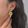 Vnox Stainless Steel Colorful Shell Luxury Earrings For Women Flower Edge Droplet Round Geometric Dangle Drop Earrings Jewelry