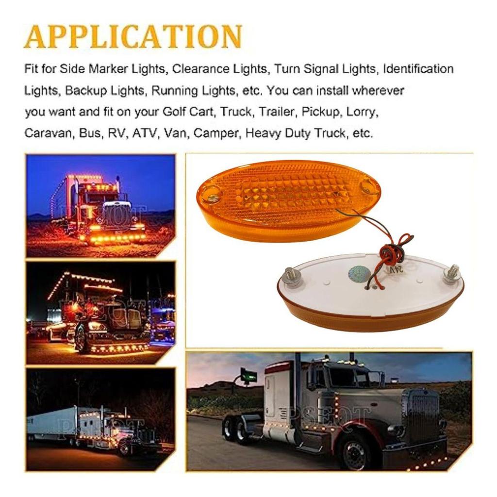 18PCS led marker lights trailer, 24V Waterproof Amber Marker lights Universal Fit