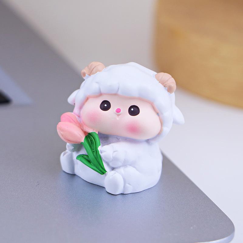 Little Sheep Mini Ornament - Cute Decoration for Desktop, Car Console, or Workstation