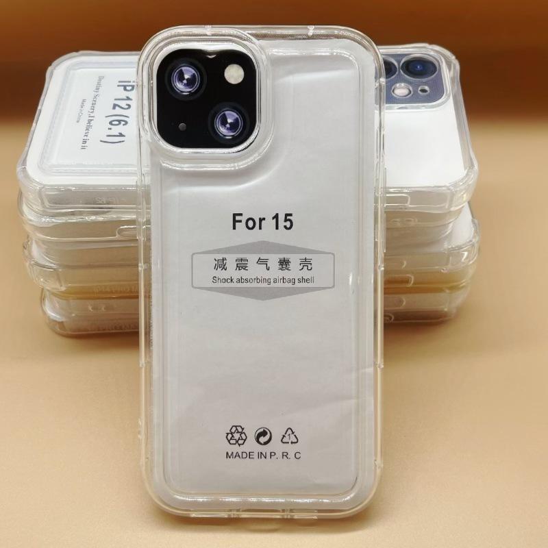 New iphone16 transparent mobile phone case apple 15/14/13 promax four corners anti-drop fine hole all-inclusive soft case