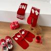 Big Red Socks Cartoon Middle Tube Peace, Joy, Wedding Good Luck Socks Gift Red Socks