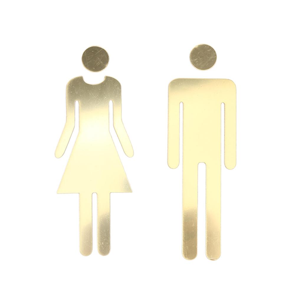 Black Gold Silver Color Toilet Sign Acrylic Wash Room Door Wall Label Sticker WC Holder Signage Board Home Bathroom Decor Male Female Restroom Signage
