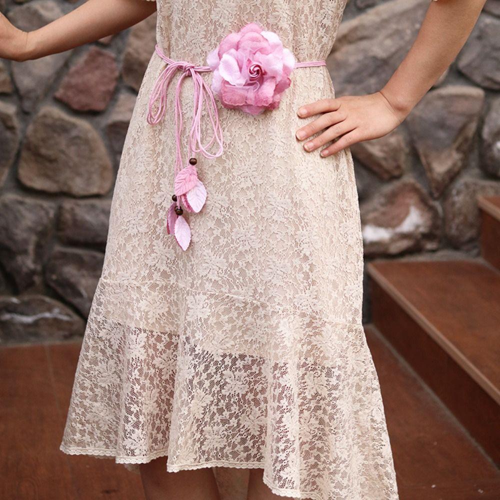 Ethnic Style Flower Waist Chain Vintage Bohemian Waistband Fashion Flower Belt Dress Accessories