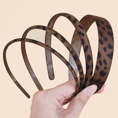 4 Stück Mode Leopard Stirnbänder Zähne Haarbänder Mädchen Stirnbänder Plastik Haarreifen für Frauen und Mädchen Haarschmuck Kopfbedeckung