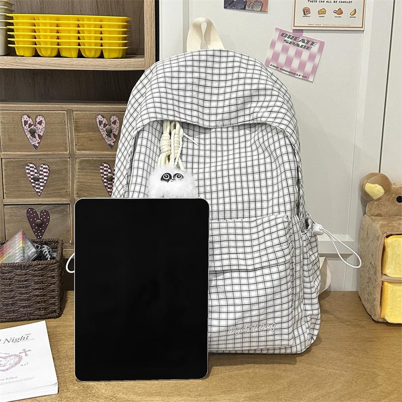 Campus Schoolbag Women's Plaid Backpack Student Large Capacity Backpack