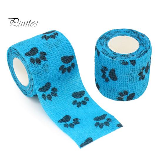 10Pcs Paw Print Pet Wrap Self-adhesive Non-Woven Fabric Tape Stretchy Comfortable Cat Wounds First Aid