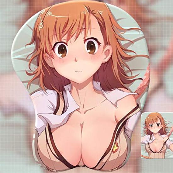 Oktong 3D Mouse Pad Boobs Chest Sexy Mouse Pad Misaka Mikoto Anime Cute Stylish Non-Slip (C)