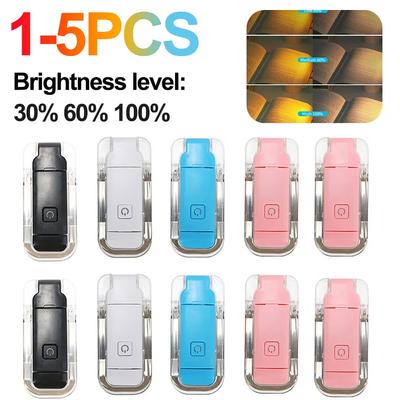 1-5pcs Mini LED USB Rechargeable Book Reading Light Brightness Adjustable Eye Protection Clip Book Light Bookmark Read Light