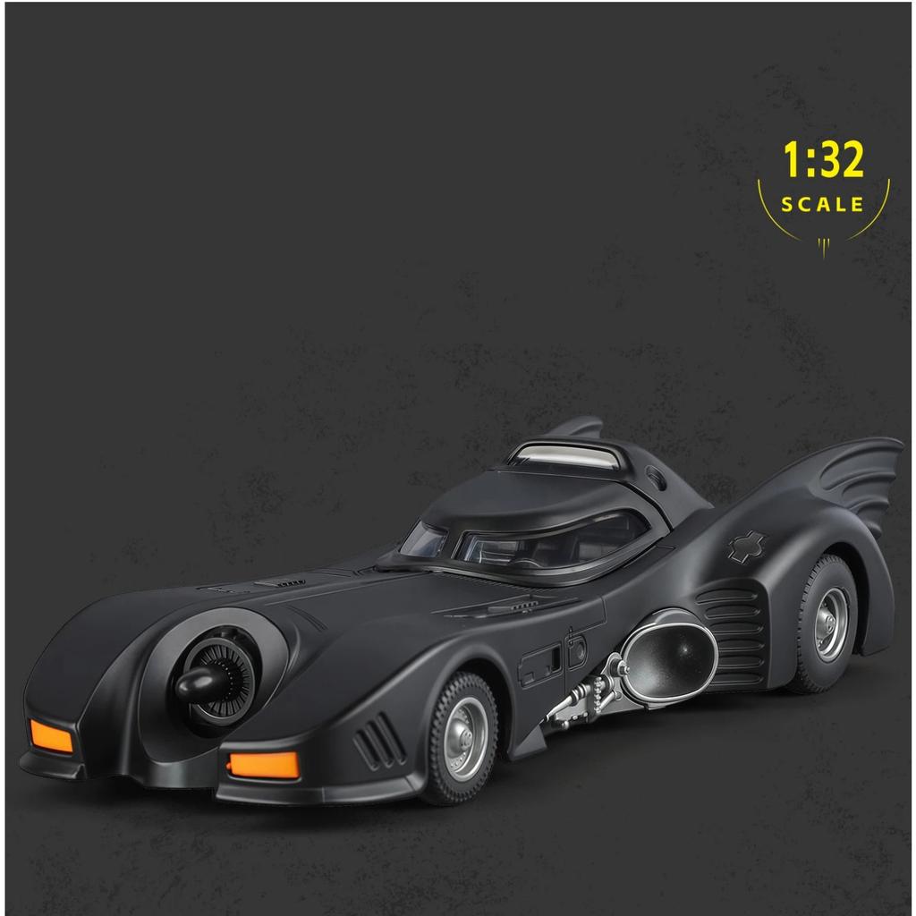 1/32 Batmobile Bat 1989 Alloy Car Model Sound and Light Pull Back Children's Toy Collectibles Birthday Gift