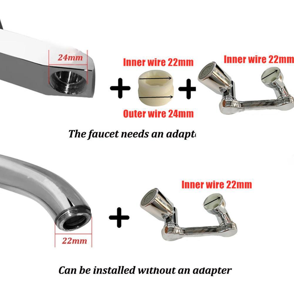 Universal 1080° drehbarer Wasserhahn Anti-Spritzfilter Badezimmer Küche Wassersparhahn Düsenverlängerung Adapter Wasserhähne Bubbler