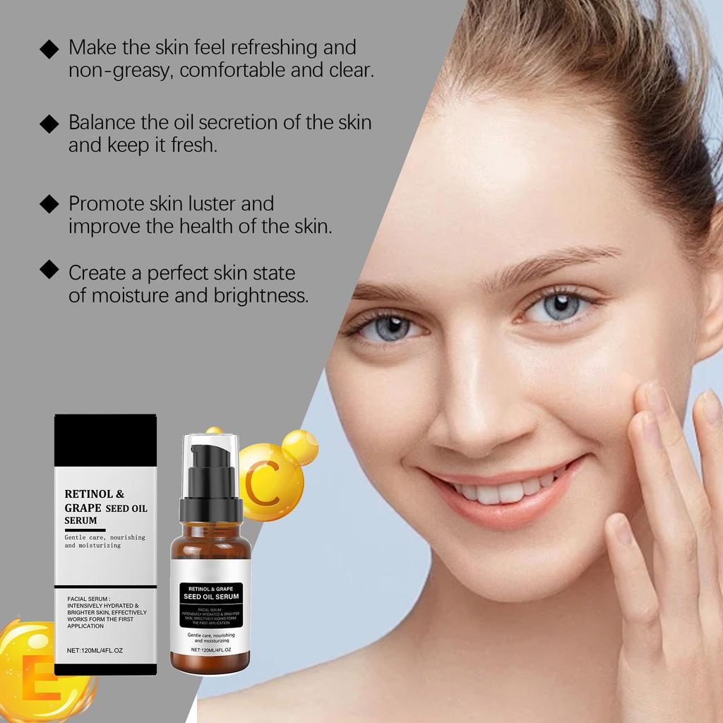 Grape Seed Oil Serum, Delicate Skin, Soft, Bright, Moisturizing And Moisturizing Facial Serum 120ml