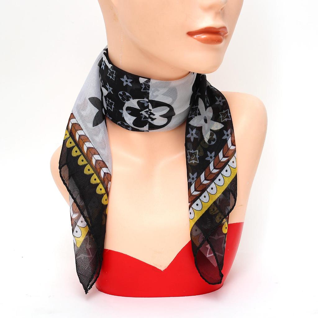 2025 Small Square Women's Chiffon Scarf - Star Symbol, Fashionable, Classic, Cool, Breathable Headscarf Decor