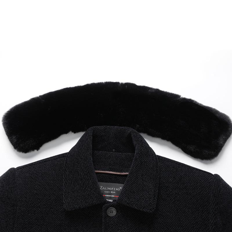 Autumn and Winter Men's Chenille Coat Medium and Long Lapel Jacket Coral Fleece Thickened Take-off Liner Coat