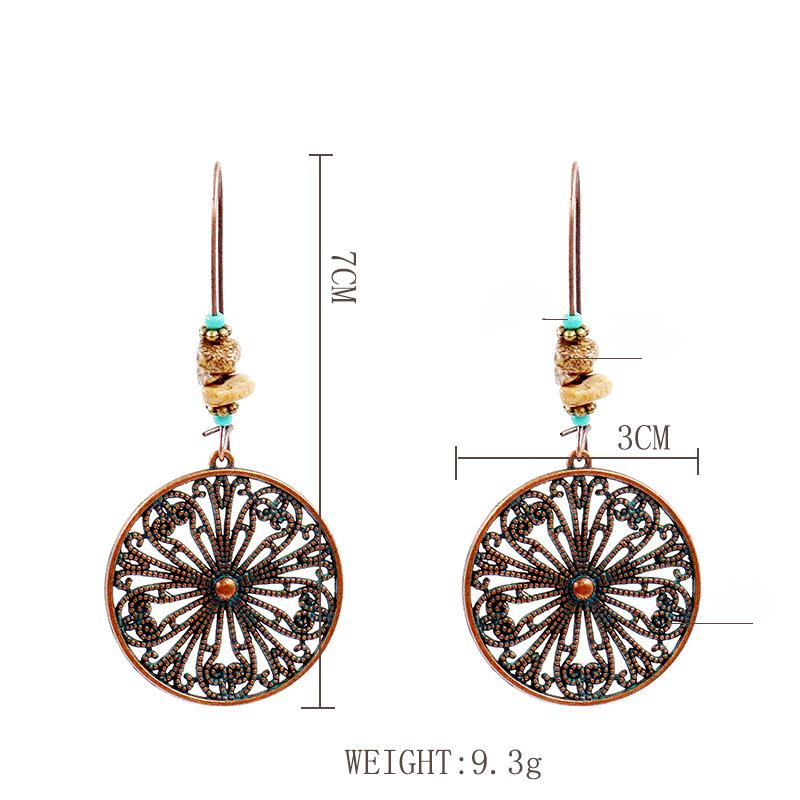 GemChic Women's New Vintage Circular Creative Flower Earrings Ethnic Fashion Hook Earrings Birthday Christmas Jewelry Gift