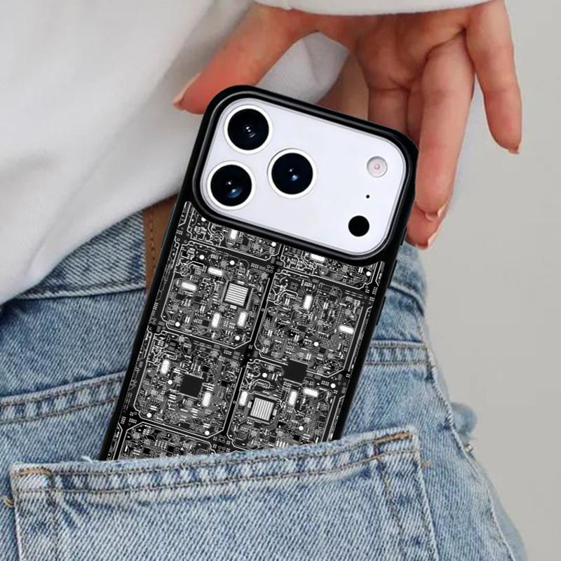 inside Circuit Board Phone Case for iPhone 16e 15 14 13 12 17 Pro Max Plus Air 17pro Cover Coque