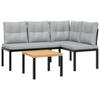 Garden Bench Set 3 Piece Black Powder Coated Steel
